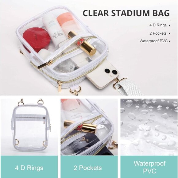 Stadium Approved Crossbody Purse for Women - Clear Stadium Bag for Sporting Even - Picture 3 of 6